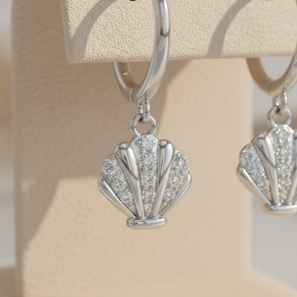 House of Hide Silver Seashell Whisper Hoops Perth Australia coastal-inspired silver earrings