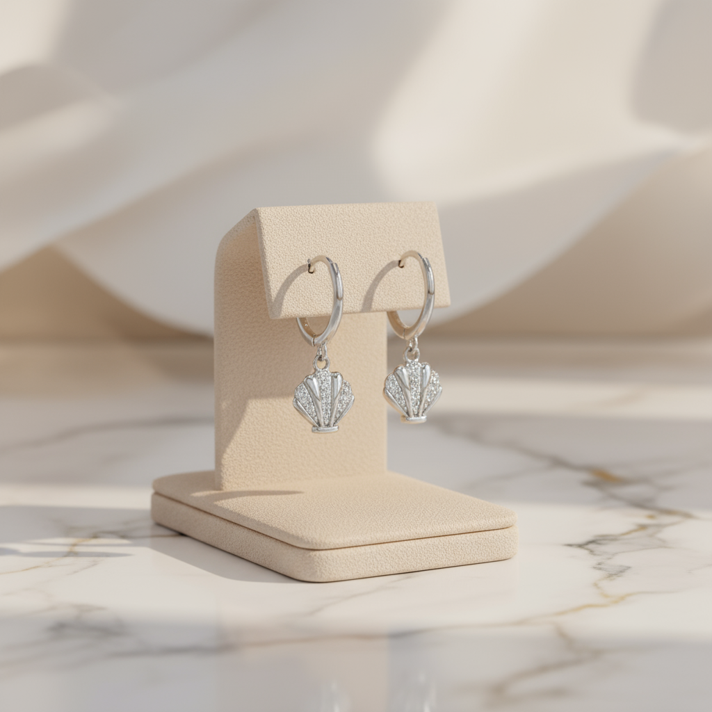 Silver Seashell Whisper Hoops Perth Australia House of Hide beach-inspired silver jewellery