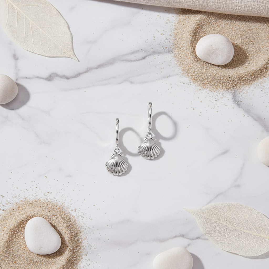 Silver Shell Haven Hoop Earrings Perth Australia House of Hide beach-inspired jewellery design