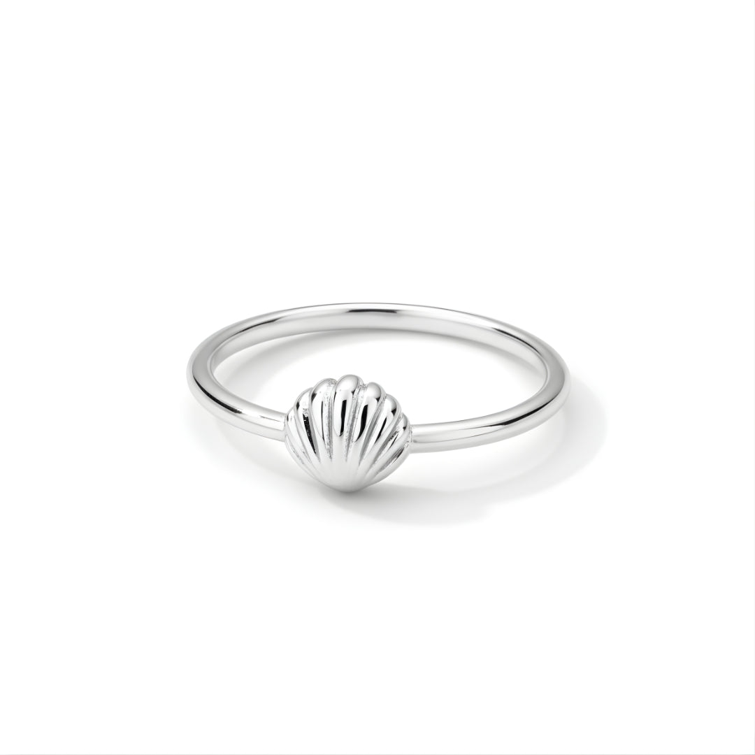 Silver Shoreline Ring Perth Australia House of Hide silver stainless steel ring with delicate seashell coastal design