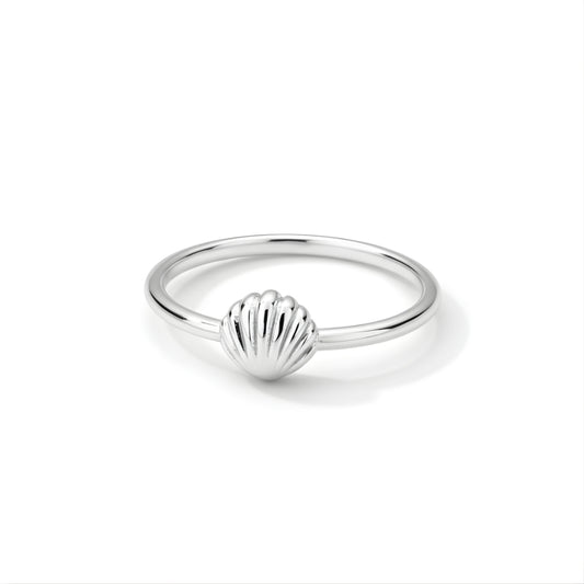 Silver Shoreline Ring Perth Australia House of Hide silver stainless steel ring with delicate seashell coastal design