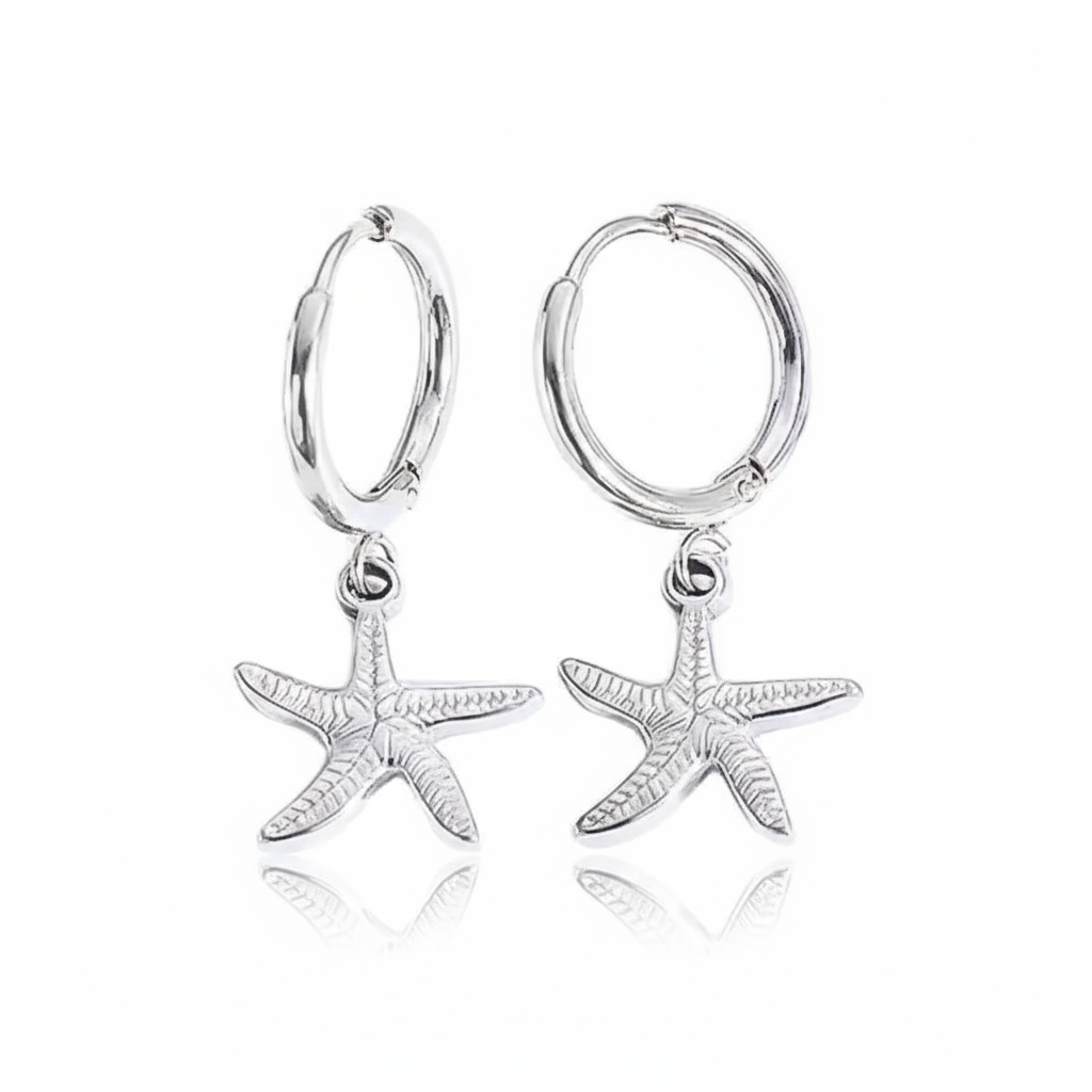 Silver Shoreline Starfish Hoops Perth Australia House of Hide 925 silver ocean-inspired earrings