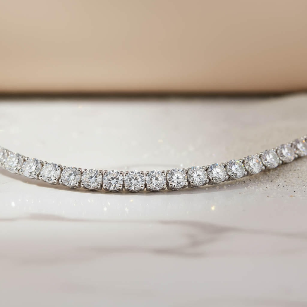 Timeless silver necklace for women – polished 925 silver chain with zircon shine by House of Hide Perth