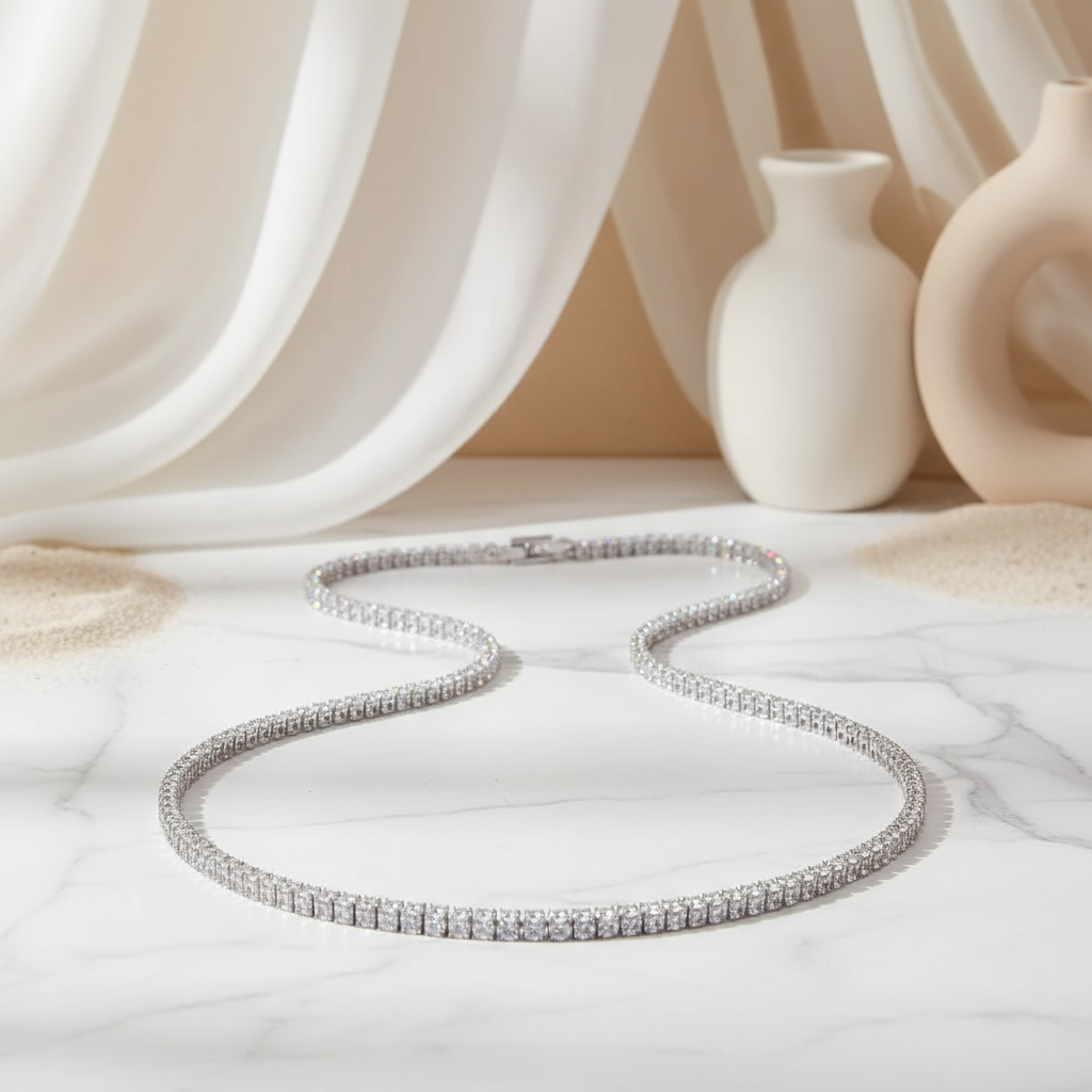 Silver Tide Necklace Perth Australia Houseofhide – 925 sterling silver necklace with zircon stones and elegant coastal design