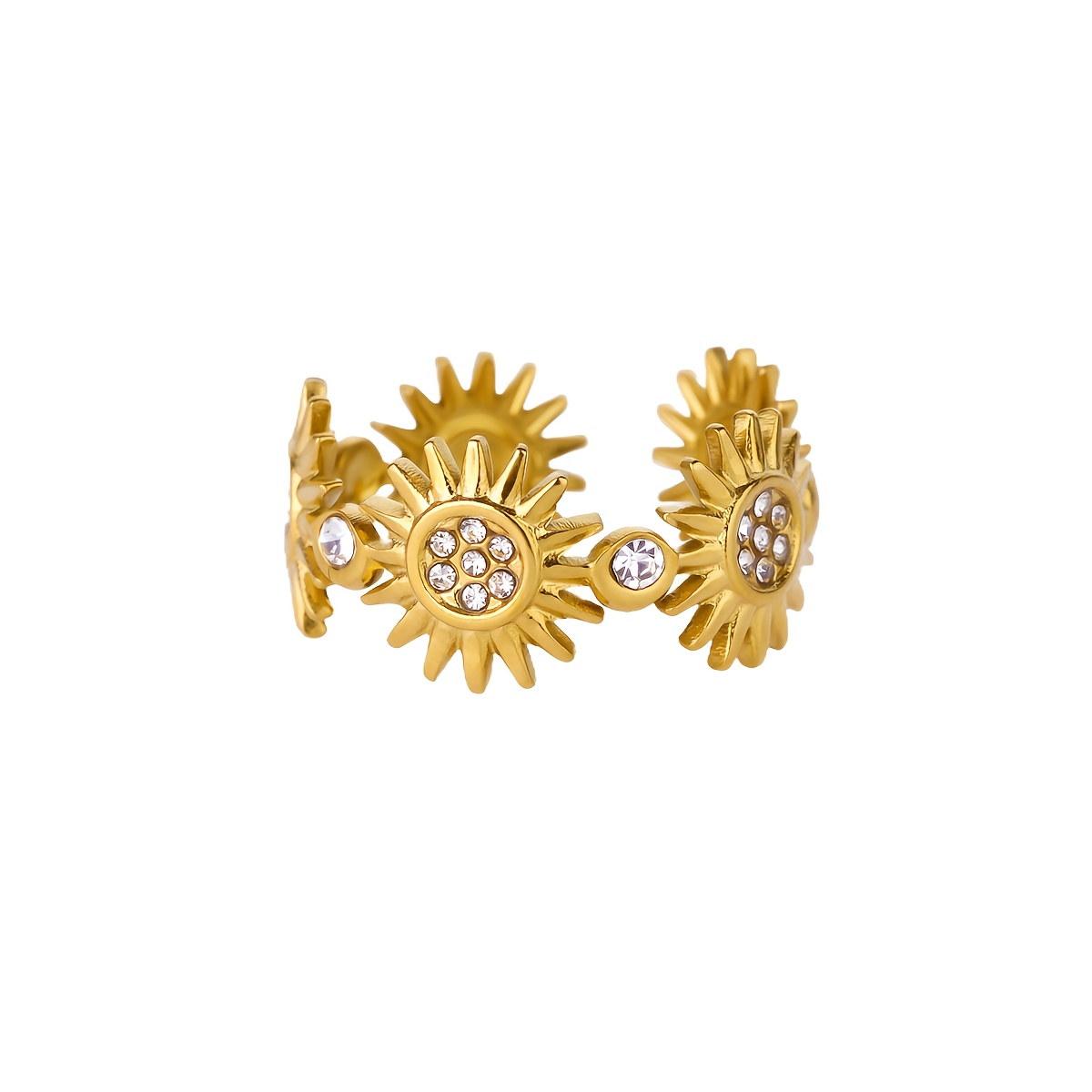 Solara Shine Ring Perth Australia House of Hide gold-plated sunburst ring with sparkling synthetic zirconia