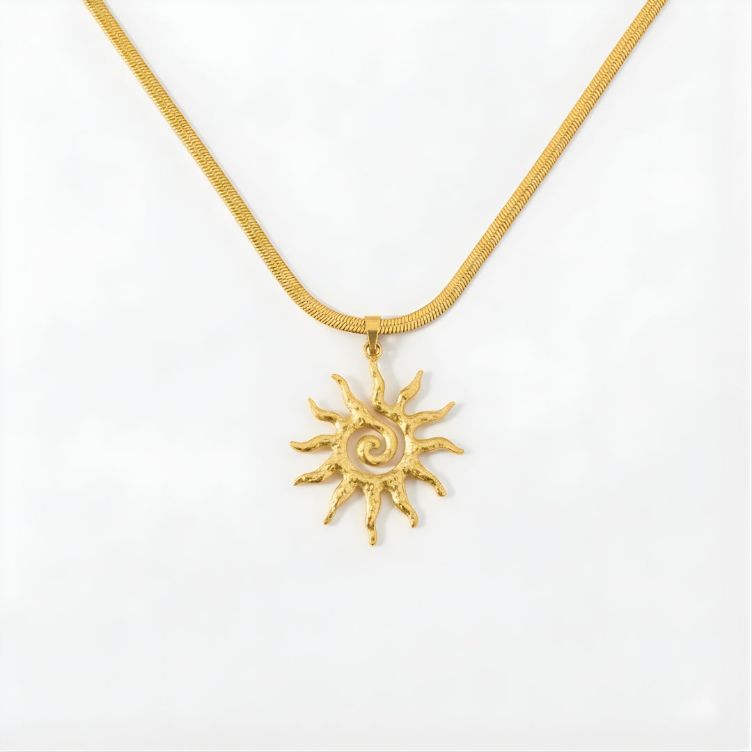 Elegant gold sun charm necklace Perth House of Hide minimalist jewellery piece