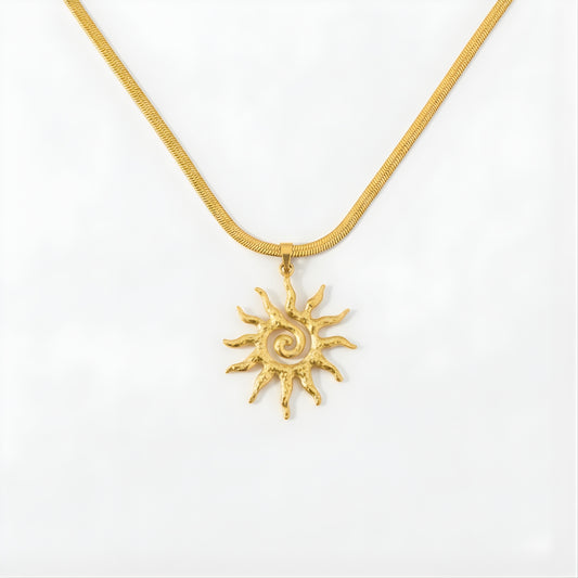 Elegant gold sun charm necklace Perth House of Hide minimalist jewellery piece