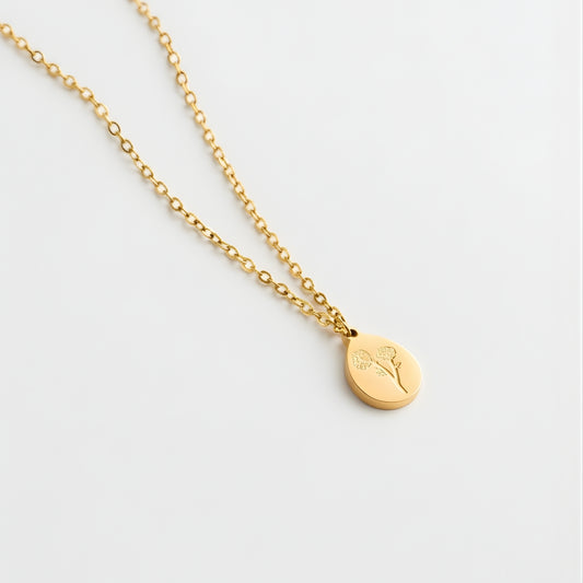 Solenne Pendant Necklace Perth Australia House of Hide gold necklace with small pendant on light gray background