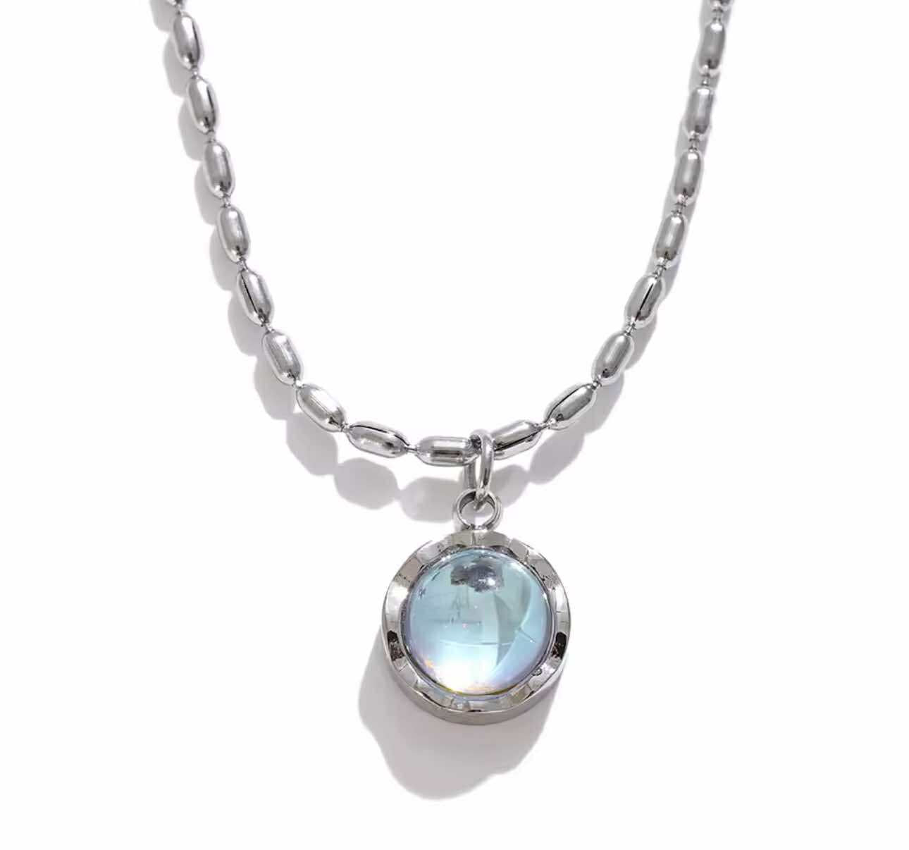 Stainless steel necklace with twilight blue charm – House of Hide