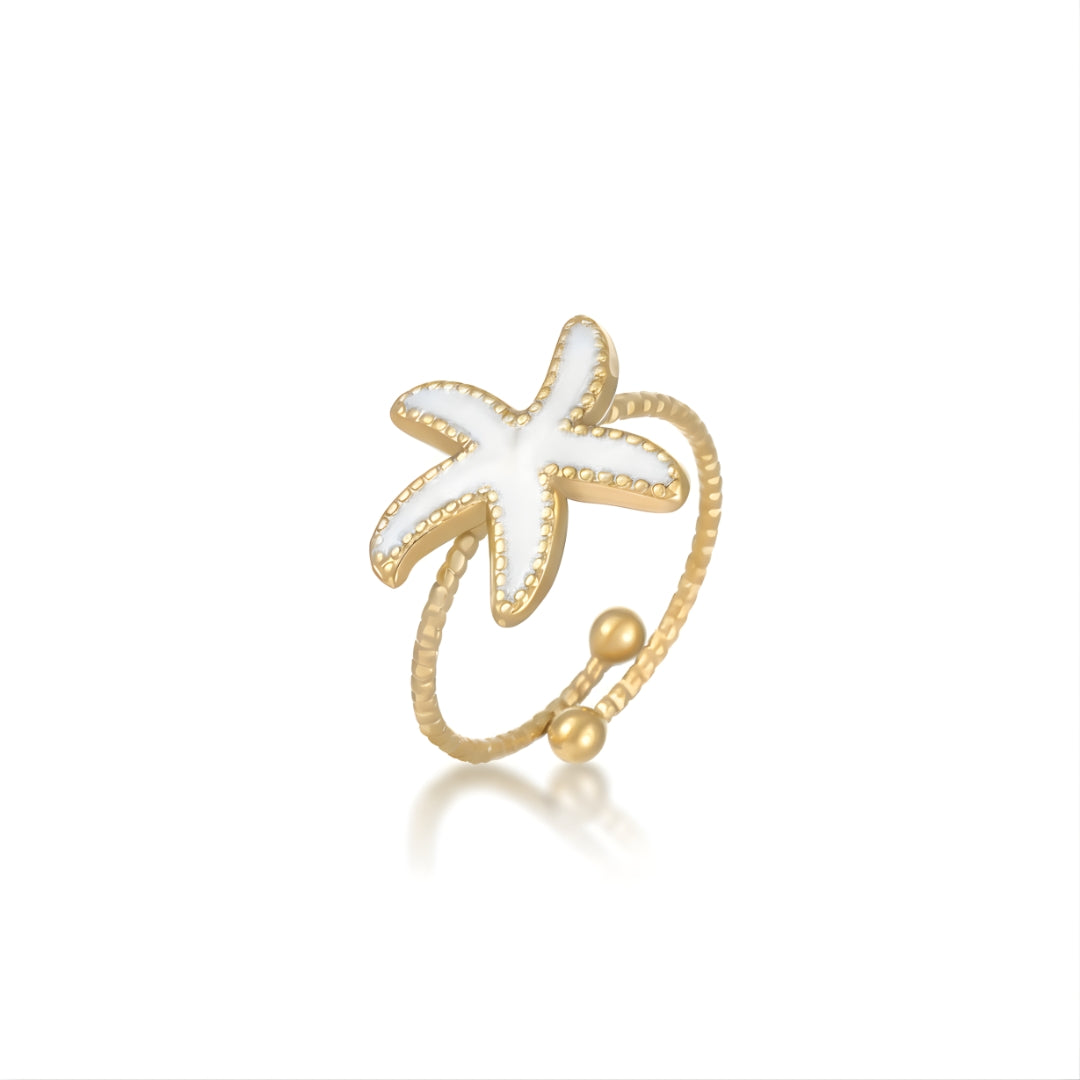 House of Hide Starry Shore Ring non-tarnish gold-tone ring featuring starfish motif for coastal elegance