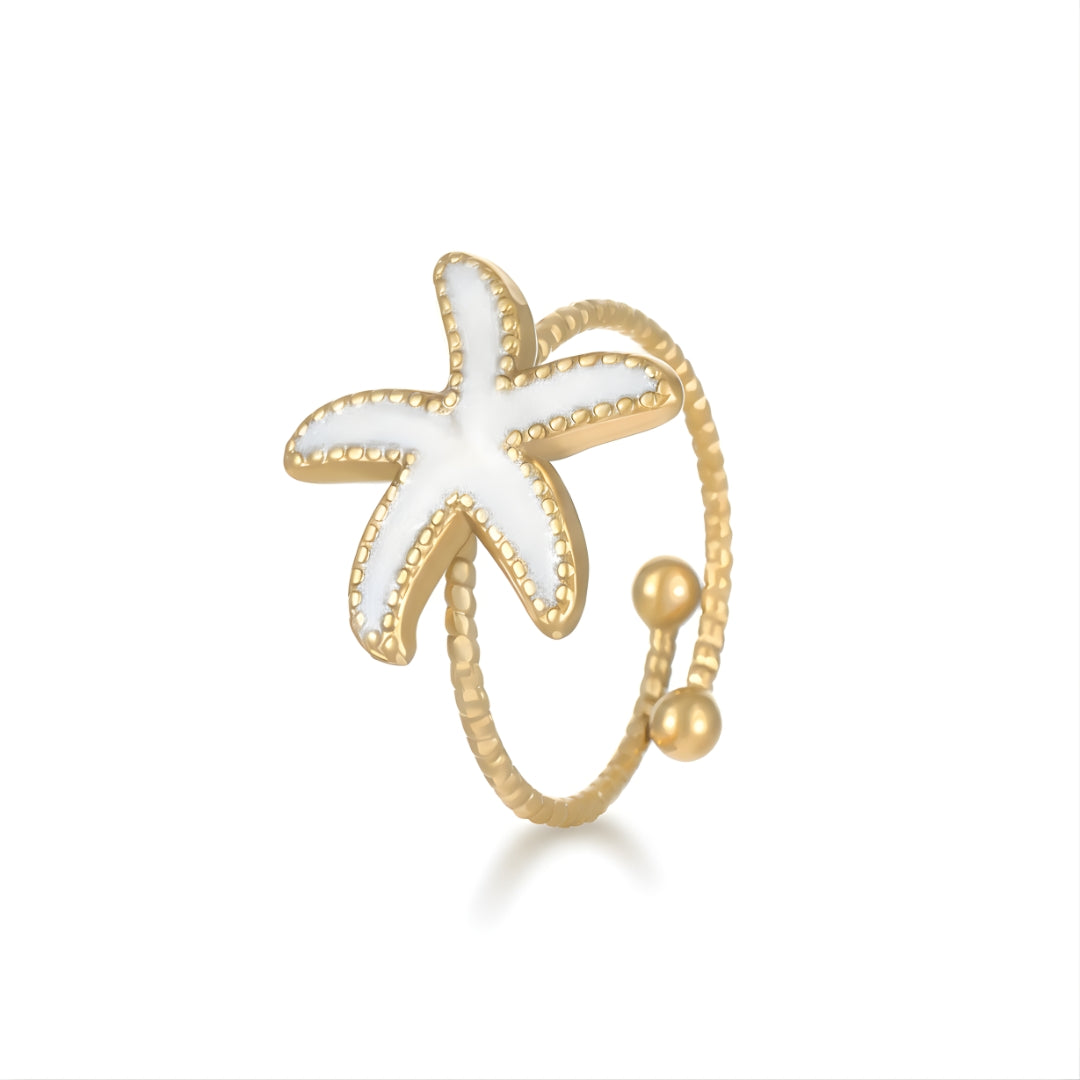 Stylish Starry Shore Ring Perth Australia House of Hide golden stainless steel ring capturing ocean charm and modern luxury

