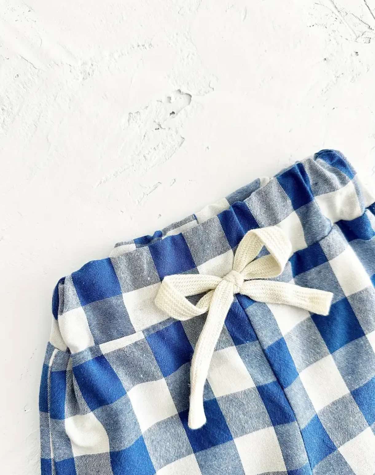 Stylish Baby Beach Outfit: Lemon T-Shirt and Blue Check Shorts 