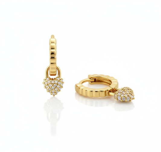 Summer Heart Link Hoops Perth Australia House of Hide gold heart pendant earrings