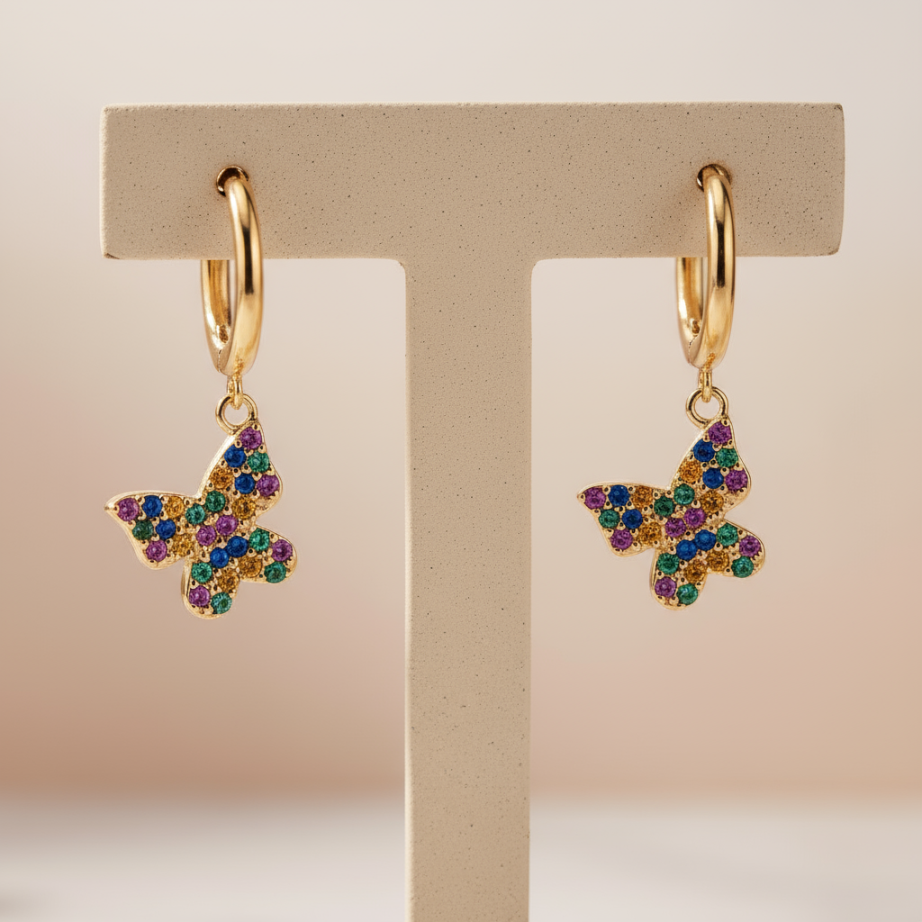 House of Hide Summer Mirage Butterfly Hoops Perth Australia colourful butterfly design earrings