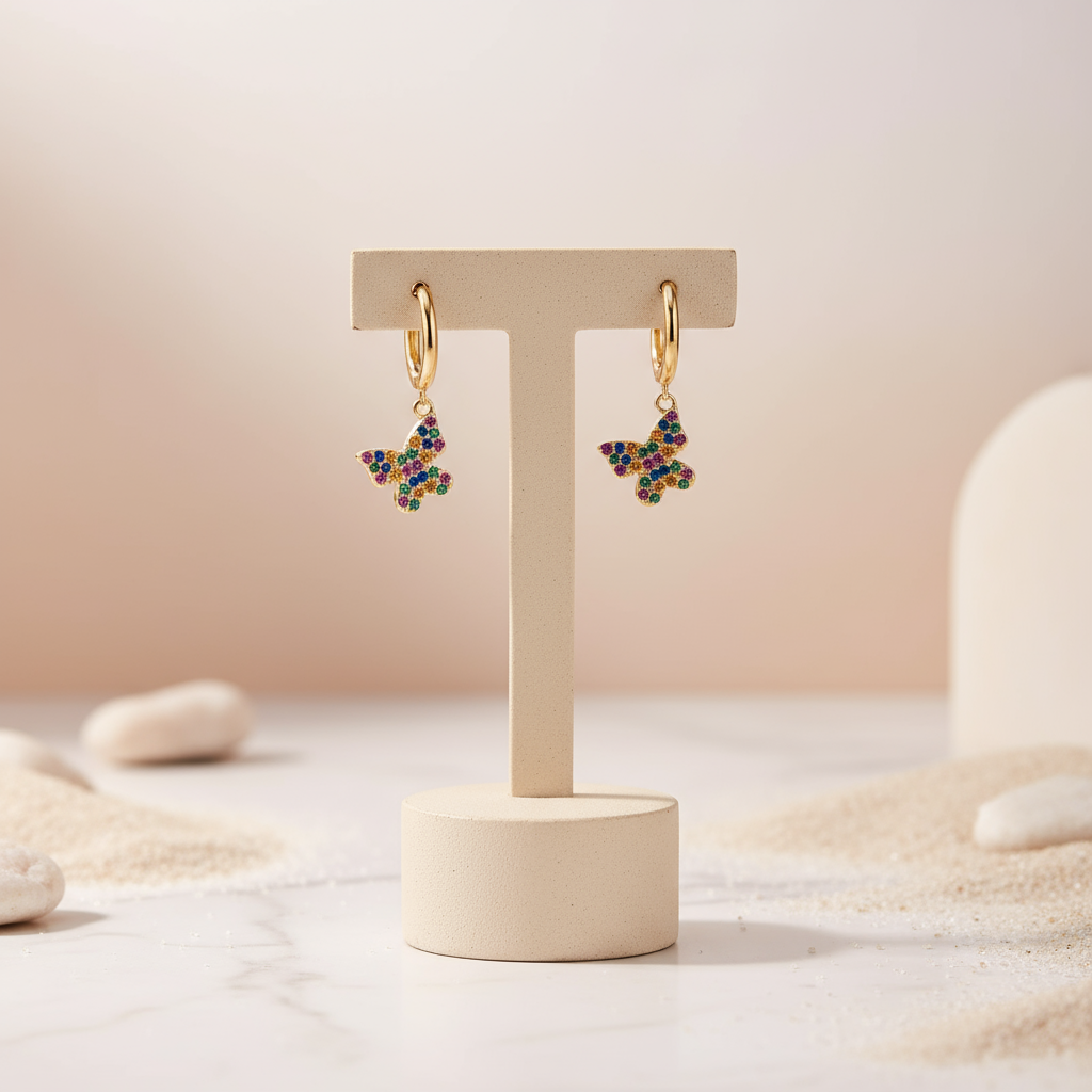 Gold butterfly hoop earrings Perth Australia House of Hide summer jewellery