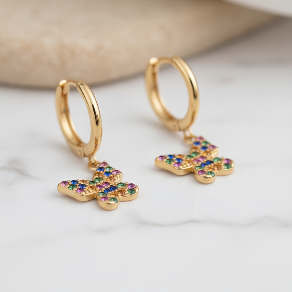 House of Hide Perth Australia Summer Mirage Butterfly Hoops vibrant multicolour zircon earrings