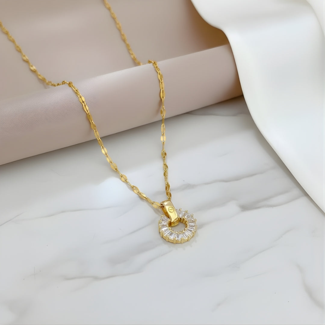 Handcrafted gold round pendant necklace Perth Australia House of Hide minimalist design