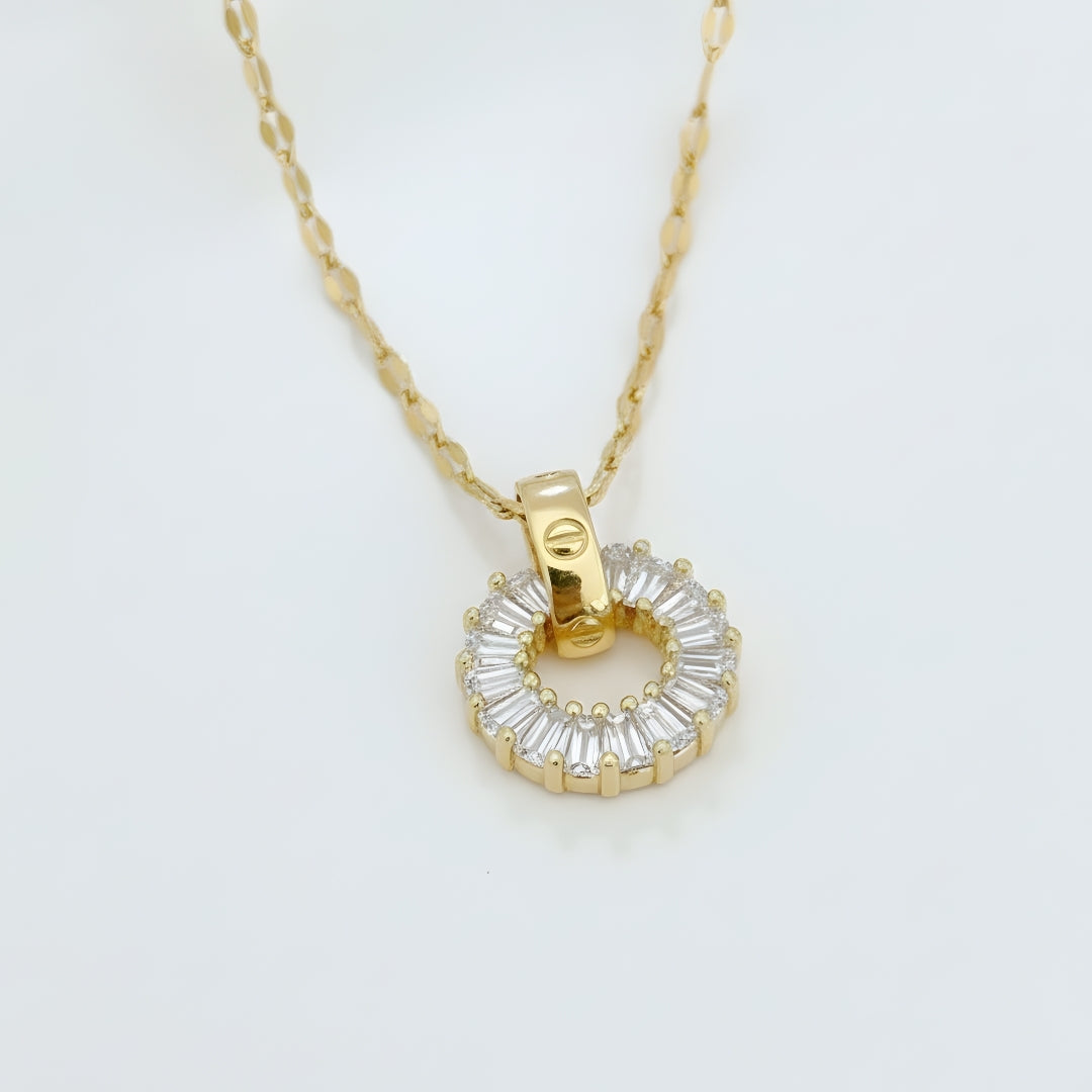 Sunbeam Shores Necklace Perth Australia House of Hide gold necklace with circular pendant on white background