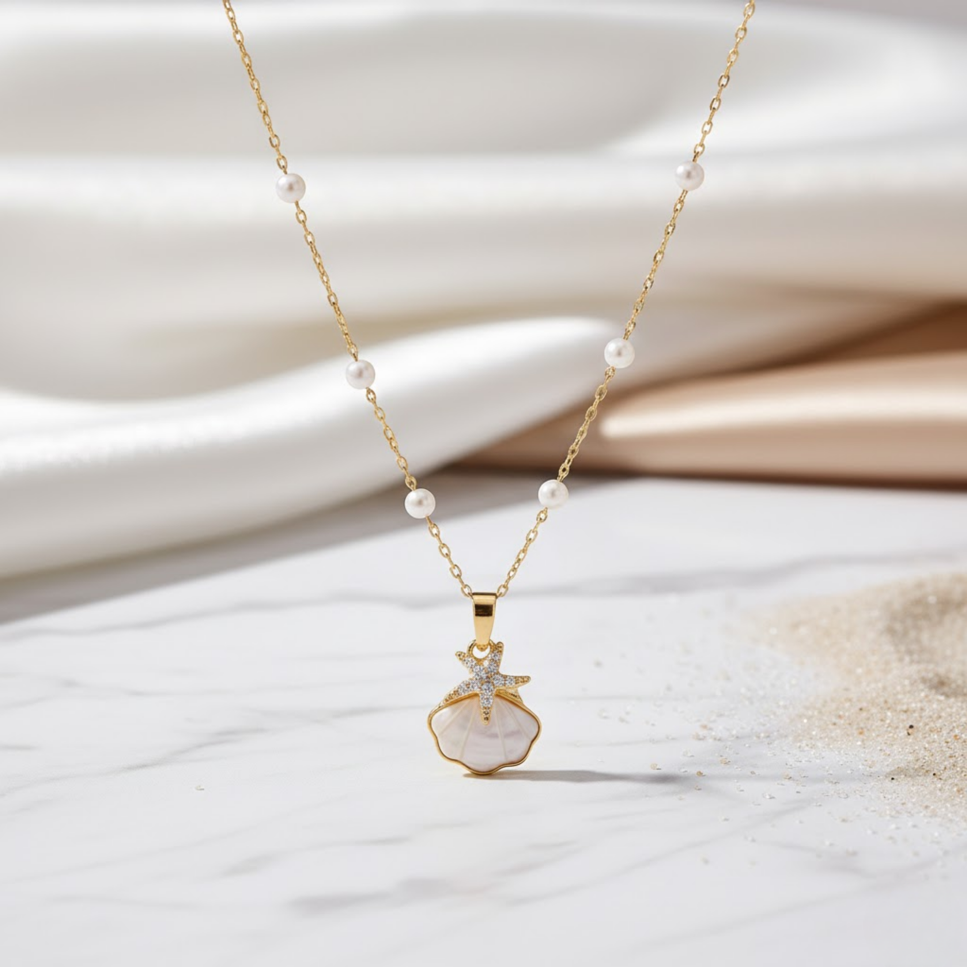 Elegant Sunlit Shell Necklace Perth Australia tropical-inspired jewellery for men and women by House of Hide