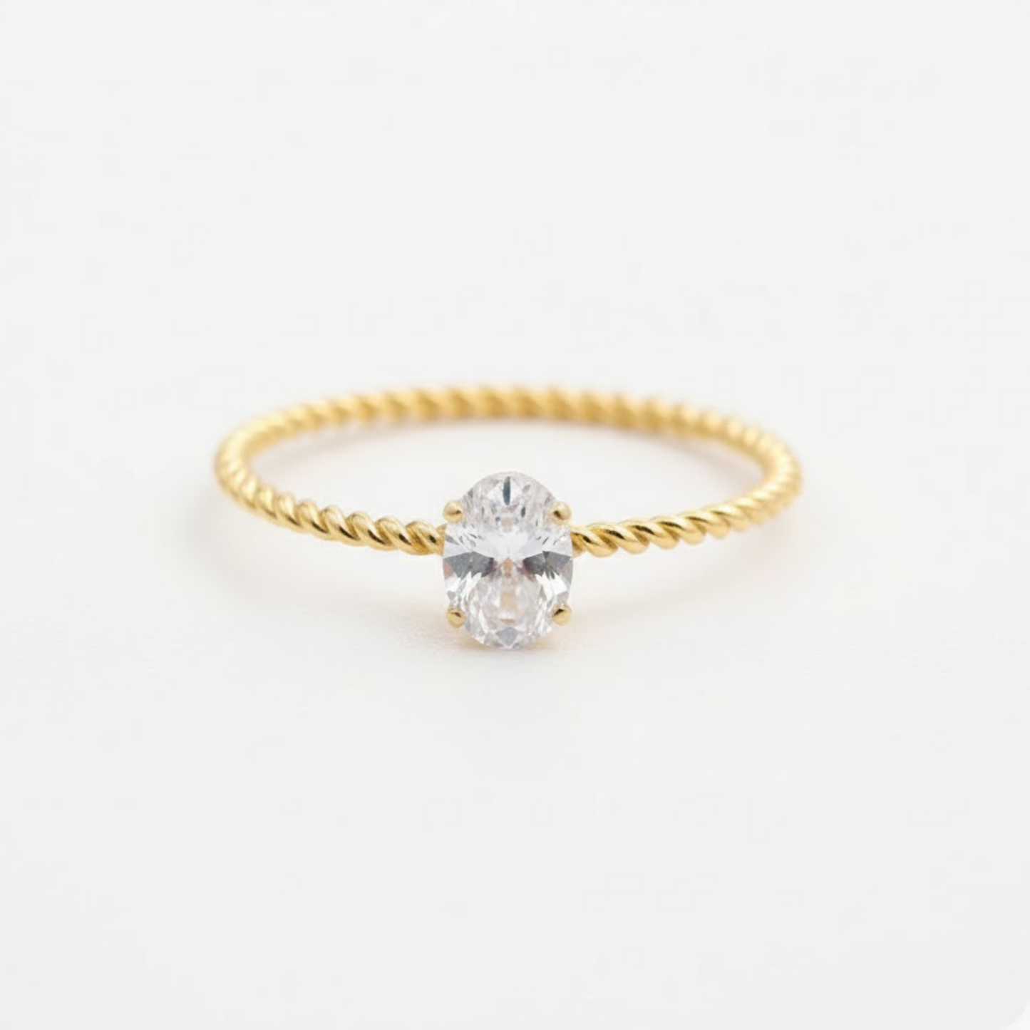 Sunlit Twist Ring Perth Australia House of Hide gold twisted rope ring with zirconia centerpiece