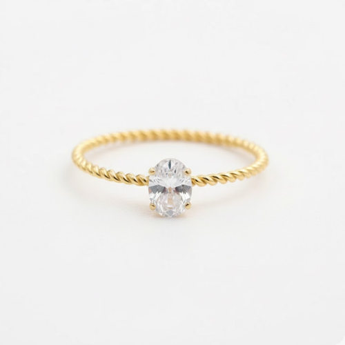 Sunlit Twist Ring Perth Australia House of Hide gold twisted rope ring with zirconia centerpiece