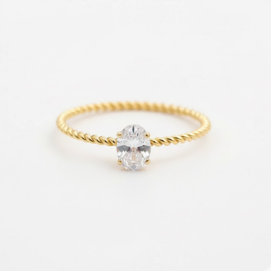 Sunlit Twist Ring Perth Australia House of Hide gold twisted rope ring with zirconia centerpiece