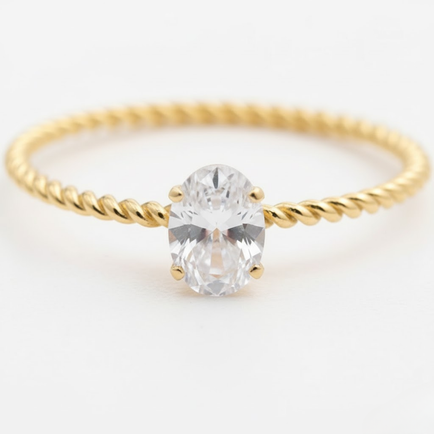 Sunlit Twist Ring Perth Australia minimalist gold rope ring with sparkling zirconia accent from House of Hide