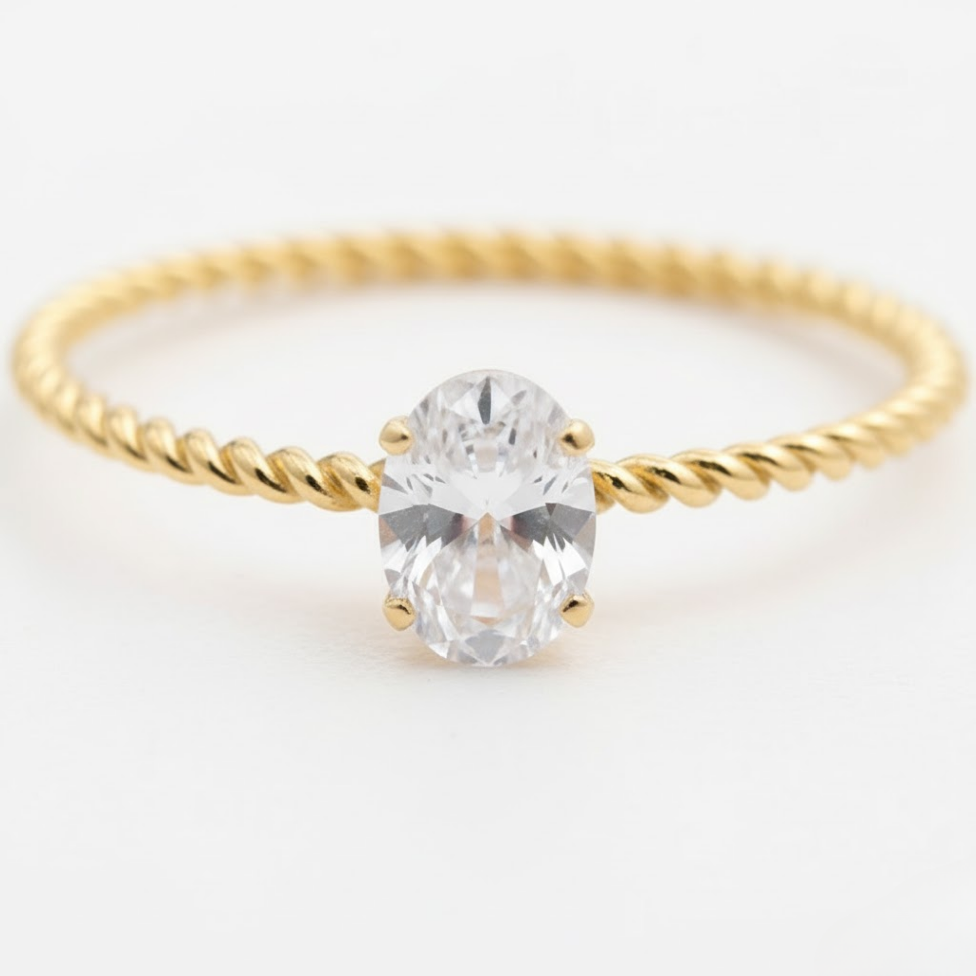 Sunlit Twist Ring Perth Australia minimalist gold rope ring with sparkling zirconia accent from House of Hide