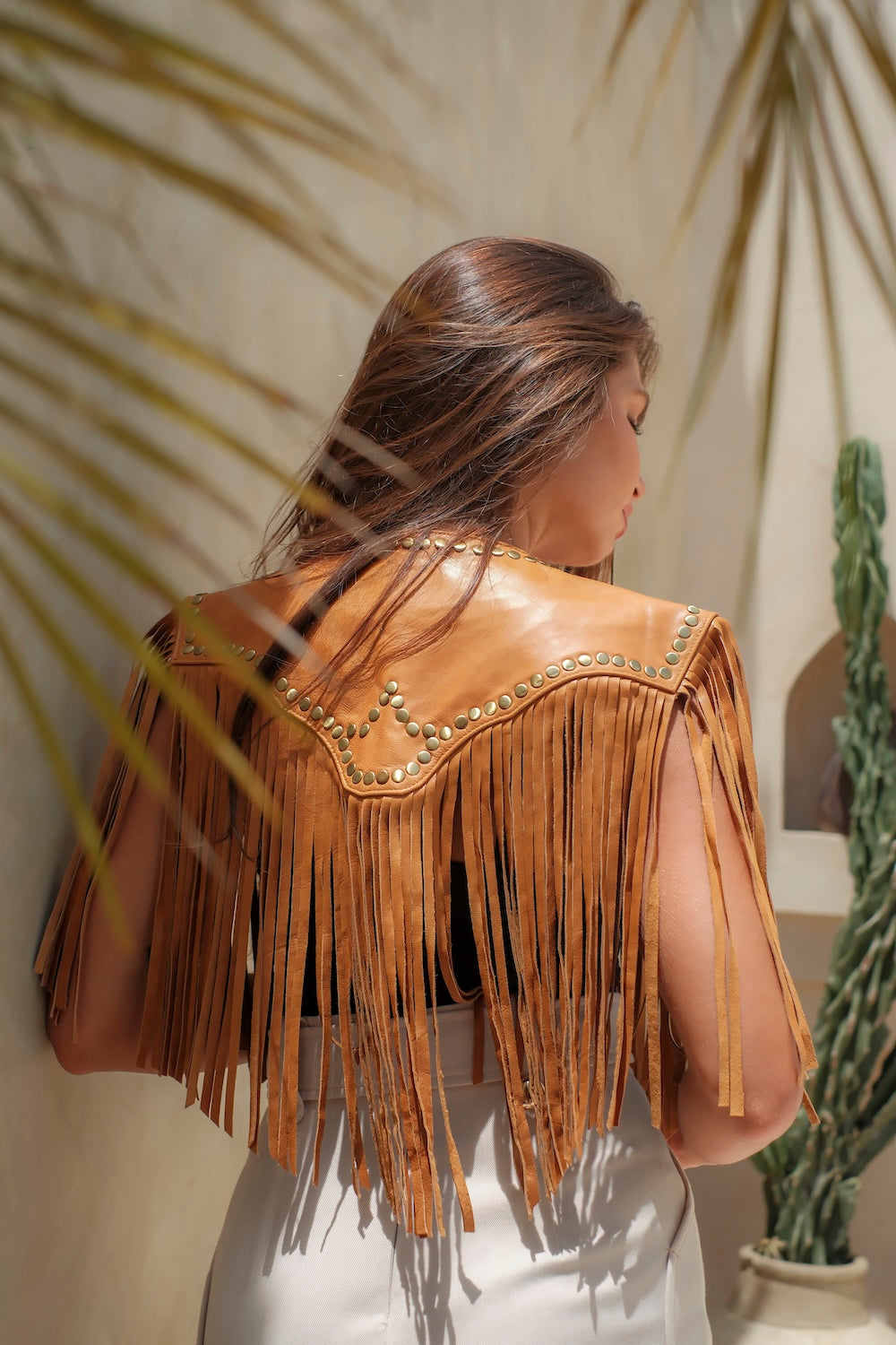 Tan cropped leather bolero with Western fringe – Women's Country Clothing & Western Wear