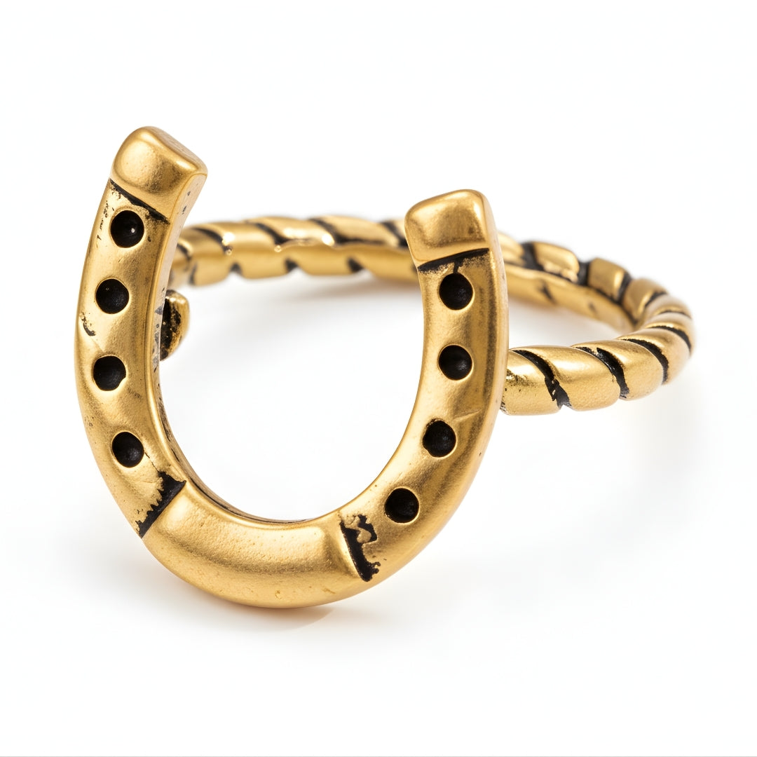 Luxury Tropic Fortune gold ring with horseshoe motif Perth Australia House of Hide