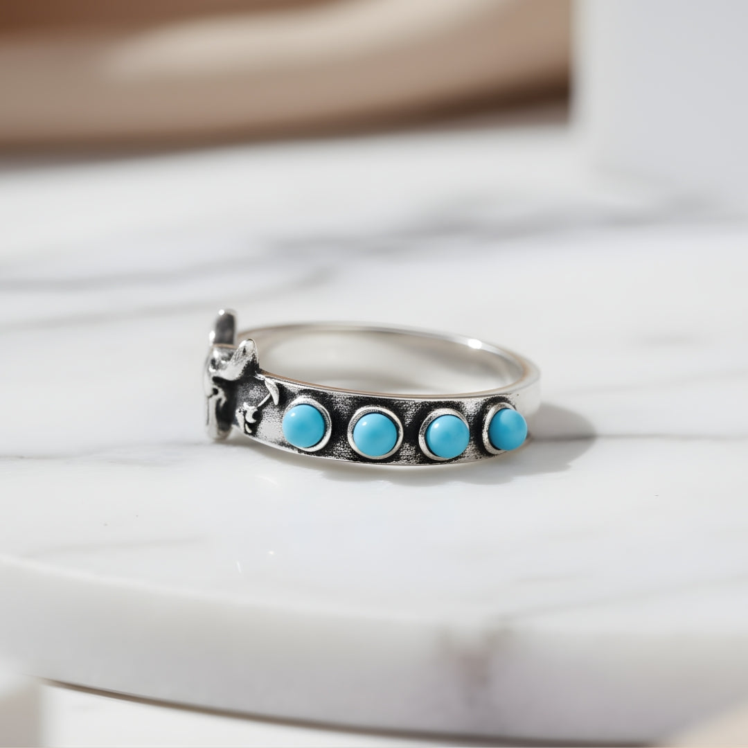Tropicana Trail Ring House of Hide western-style silver ring with turquoise gemstones