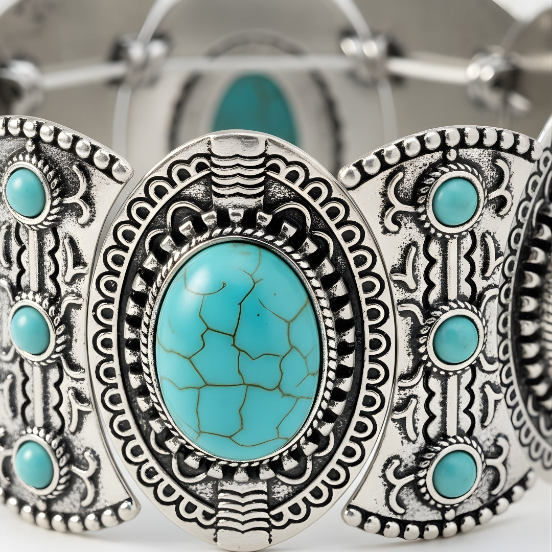 Luxury Turquoise Tide Bracelet Perth Australia House of Hide engraved silver and turquoise jewellery