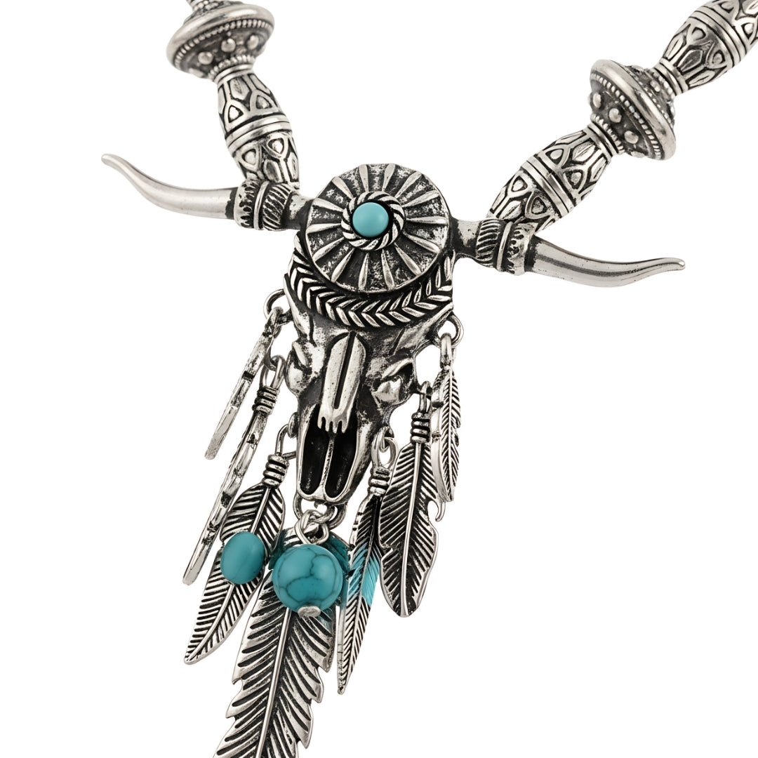Western Turquoise Tide Amulet Necklace Perth Australia Houseofhide symbolising freedom, adventure, and bohemian style.