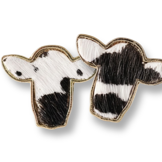 Western Midnight Range Studs Perth Australia Houseofhide gold stainless steel studs with black and white cowhide design