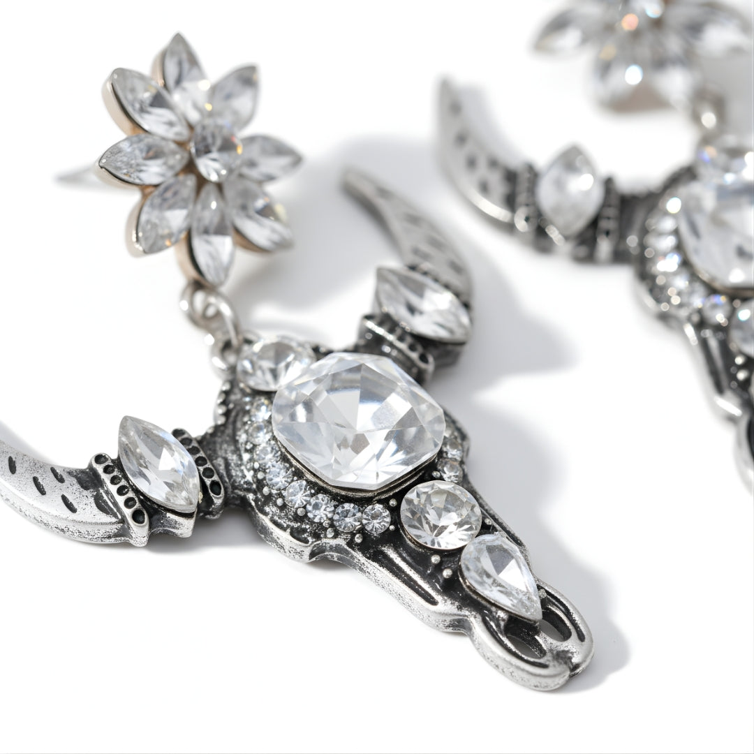 Wild West Blossom Earrings Perth House of Hide silver western earrings with rhinestone accents