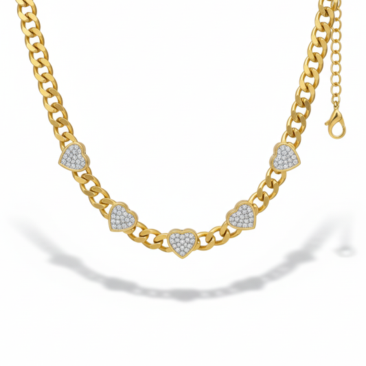 Amore Chain Necklace Perth Australia House of Hide gold stainless steel heart link necklace