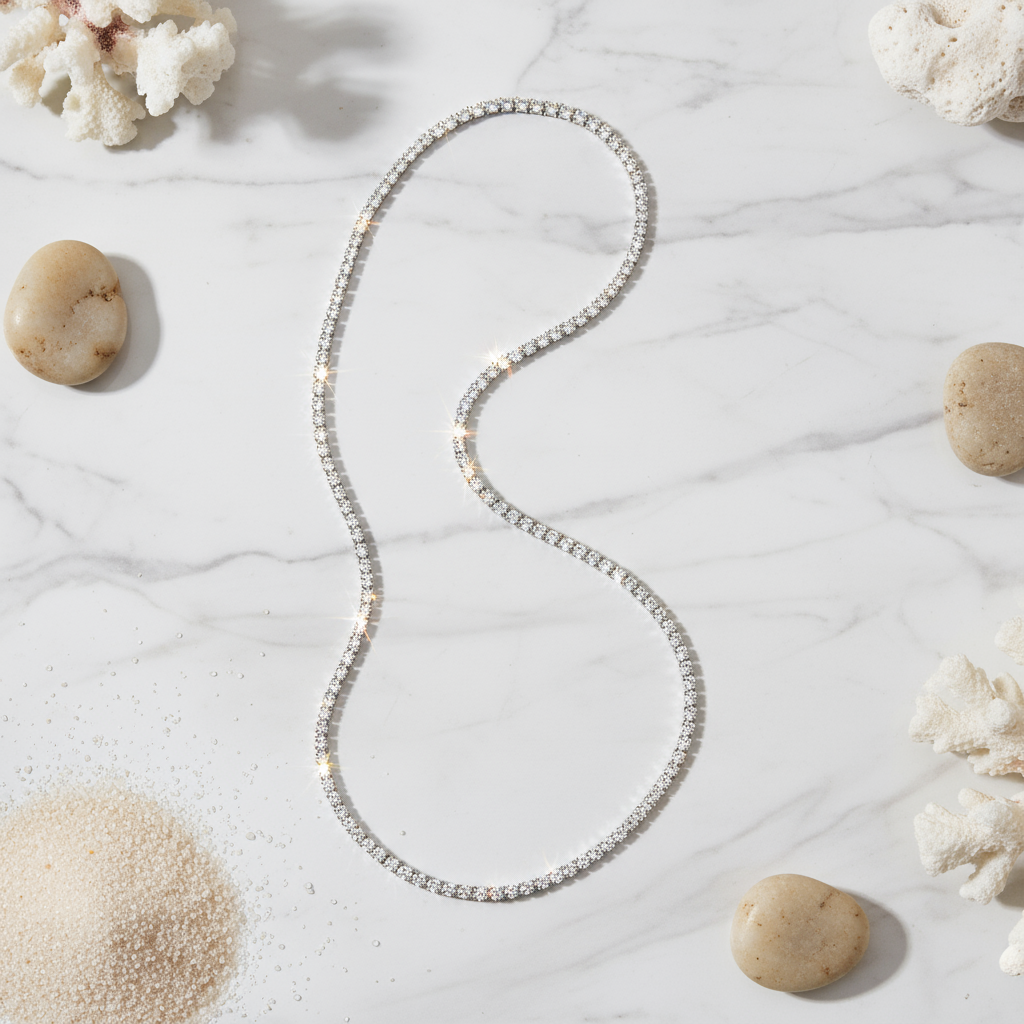 Aurora Reef Glam Necklace Perth Australia elegant silver necklace with cubic zirconia sparkle