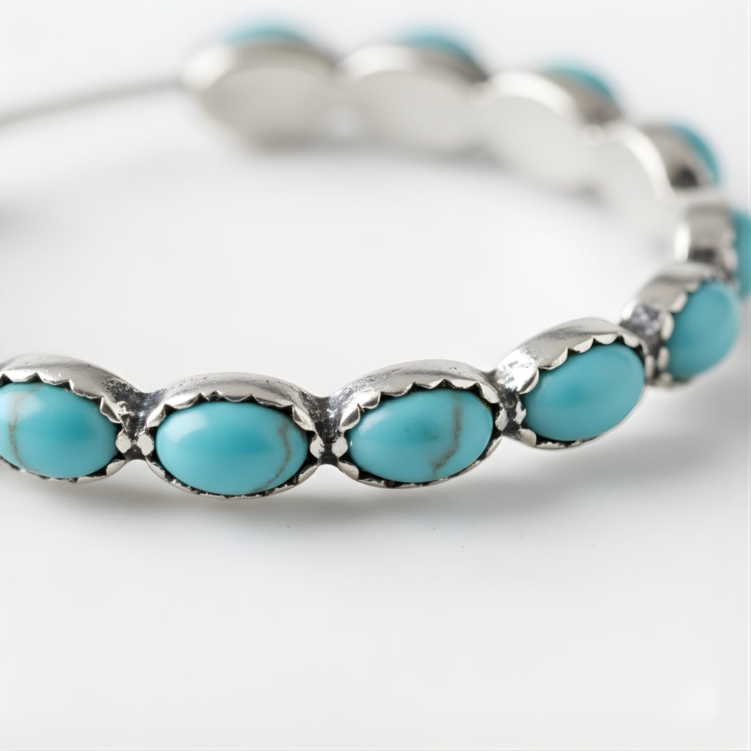 Handcrafted western boho turquoise beaded hoop earrings Perth Australia House of Hide