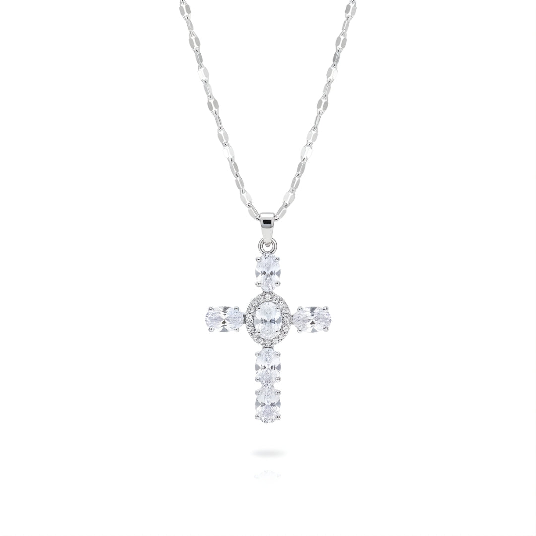 Azure Spirit Cross Necklace Perth Australia House of Hide silver cross pendant on white background