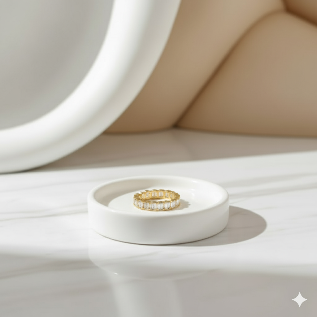 House of Hide Caribbean Prism Ring Australia stainless steel gold band featuring rainbow zircon gemstones