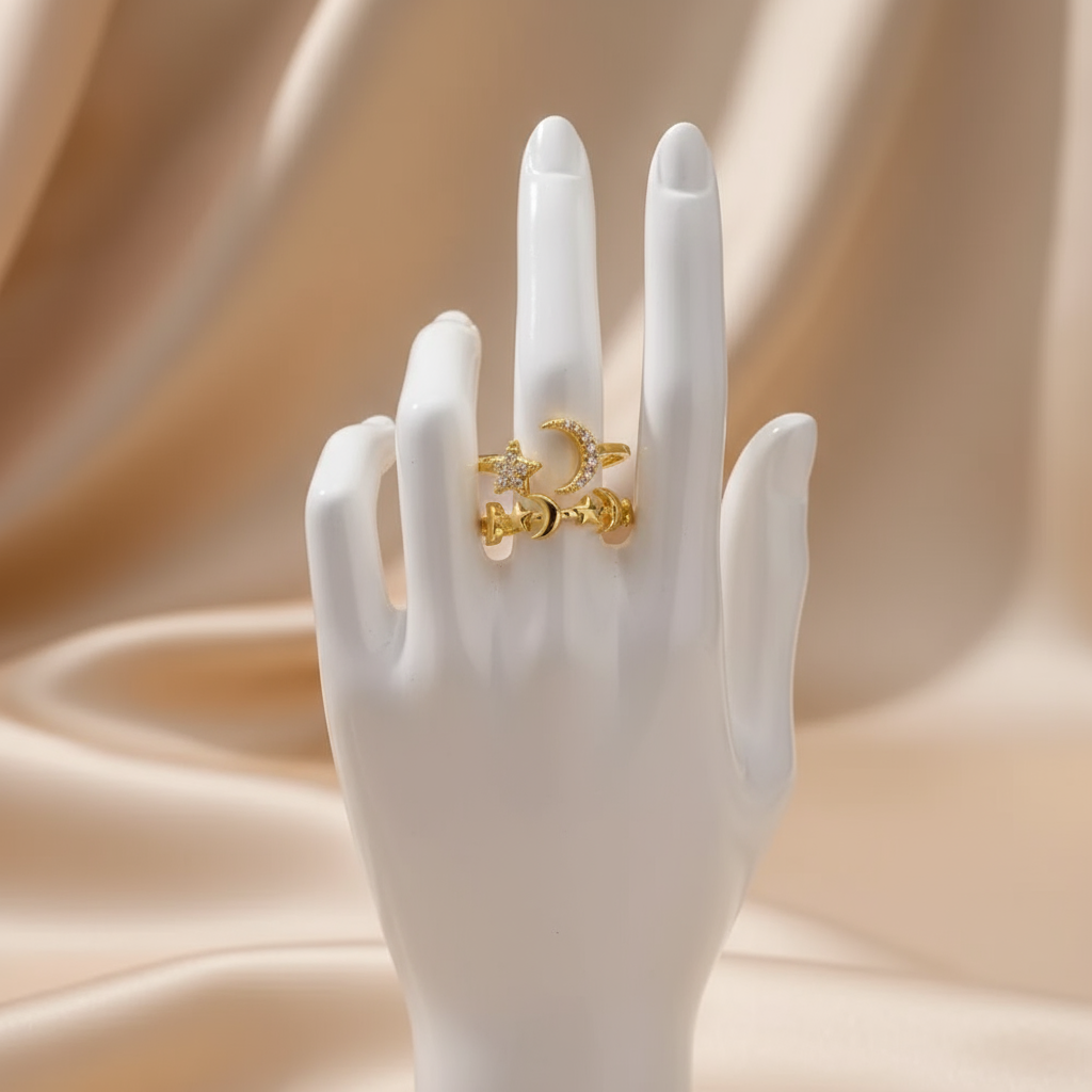 House of Hide Perth Australia Celestial Charm Ring gold moonlight star design