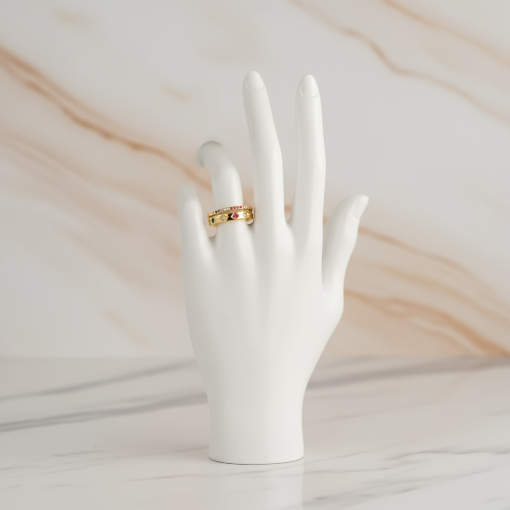 Celestial Rainbow Star Ring Perth Australia colourful cubic zirconia jewellery set