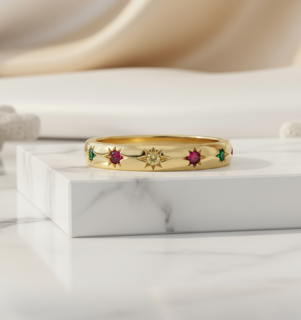 Gold Celestial Rainbow Star Ring Australia House of Hide cosmic-inspired fashion ring