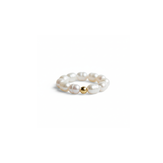 Coastal Glow Pearl Ring Perth Australia hypoallergenic gold and pearl ring perfect for weddings or everyday wear