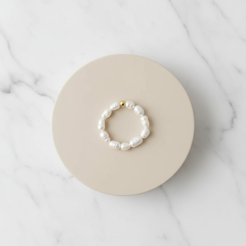 House of Hide Coastal Glow Pearl Ring elegant gold bead and natural pearl design for modern coastal style