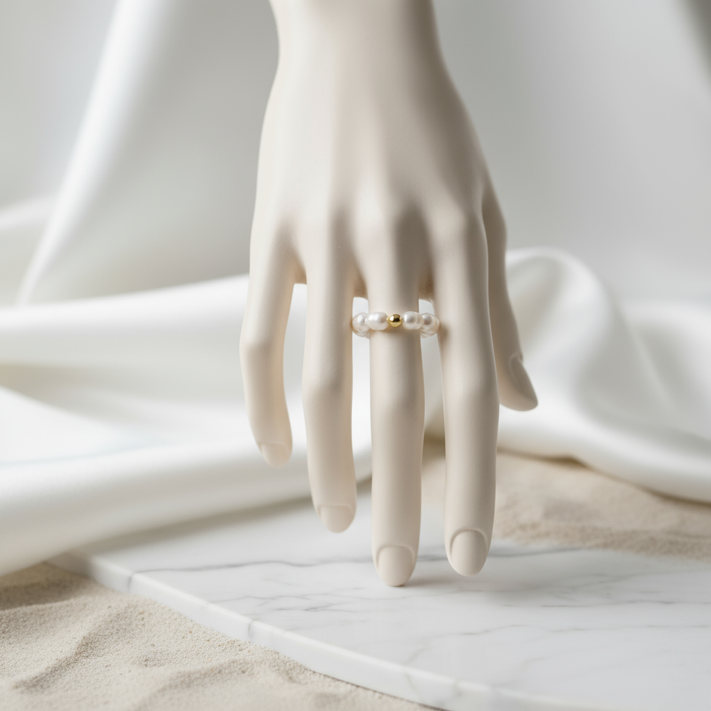 House of Hide Coastal Glow Pearl Ring minimalist gold and pearl ring symbolising coastal charm and timeless luxury