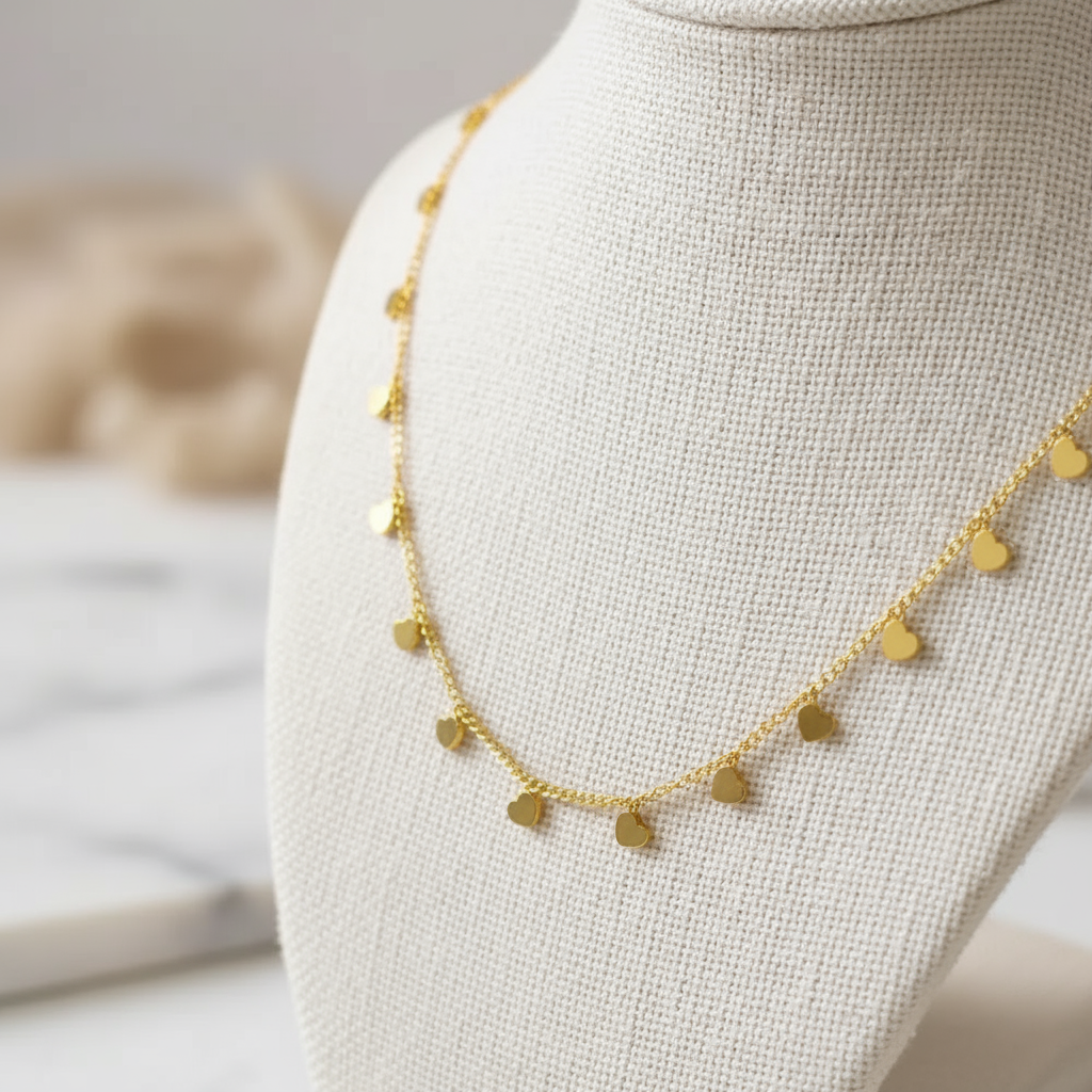 Coastal Hearts Necklace Perth Australia House of Hide gold jewellery inspired by summer days and ocean vibes