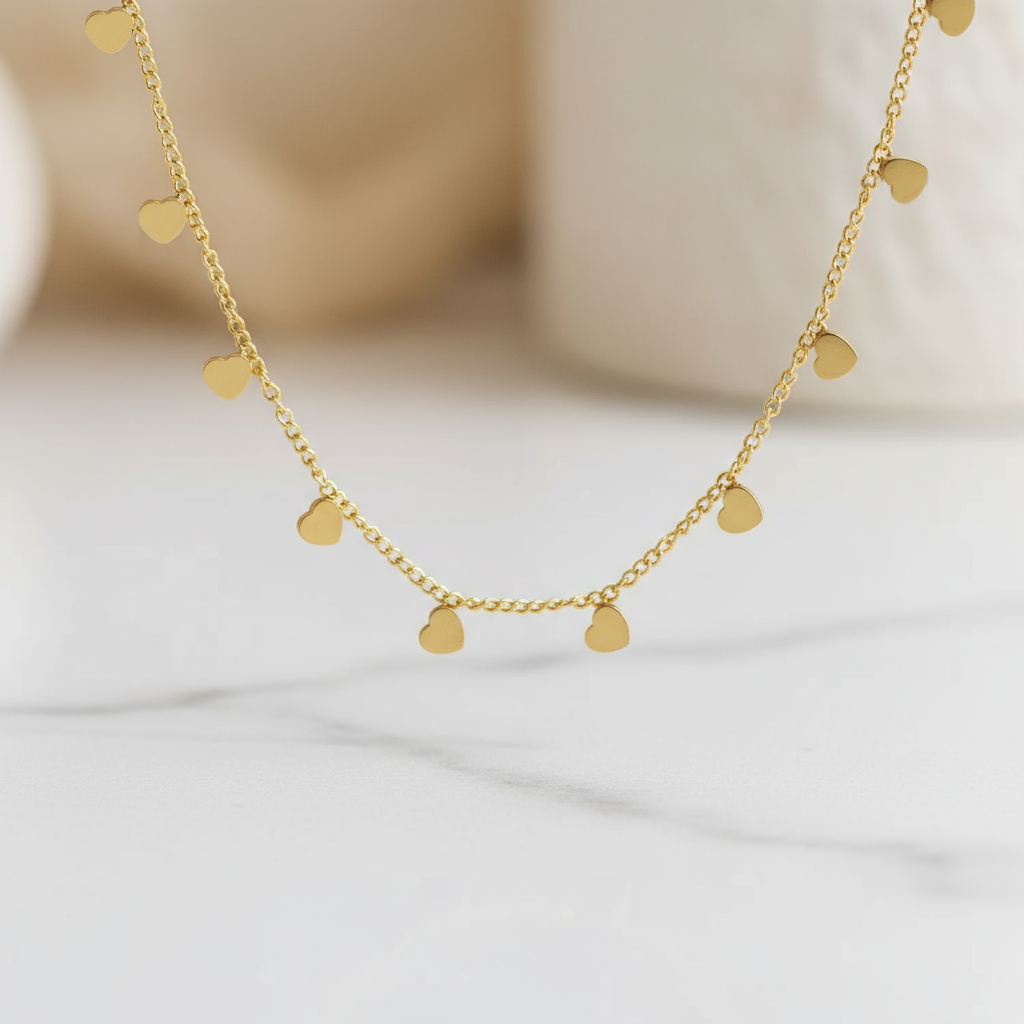 Golden Coastal Hearts Necklace Perth Australia House of Hide elegant design capturing carefree evenings