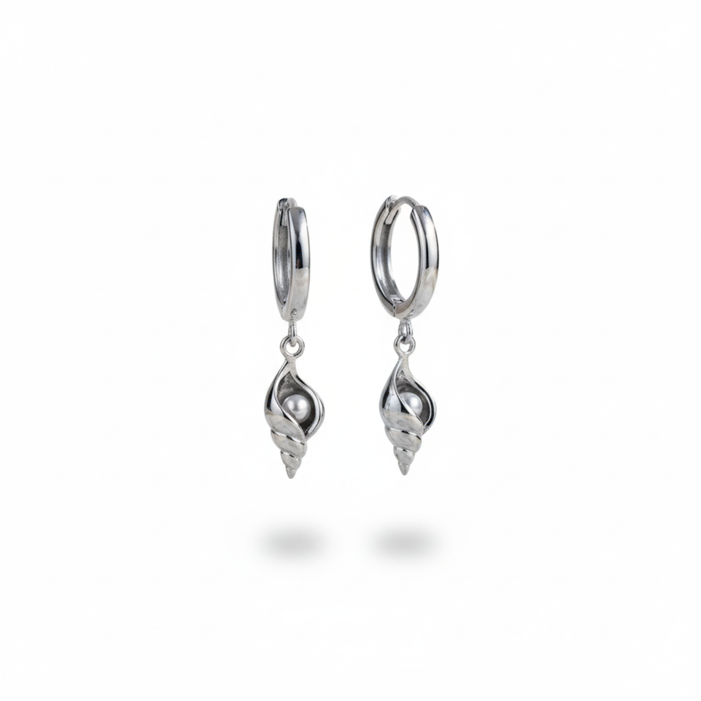 Coastal Pearl Silver Shell Hoop Earrings Perth Australia Houseofhide – silver hoops with shell pendants and zircon accents inspired by the sea