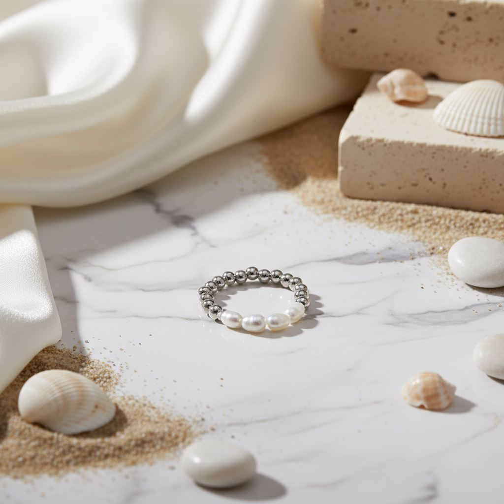 House of Hide Coastal Pearl Tide Ring elegant freshwater pearl beaded design inspired by Australian coastal style